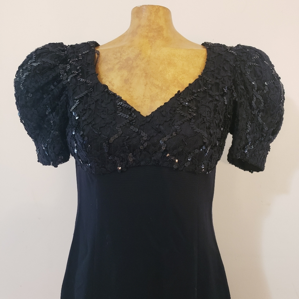 Vintage Black Sequin Amanda Taylor Dress Size 8 - Picture 2 of 6